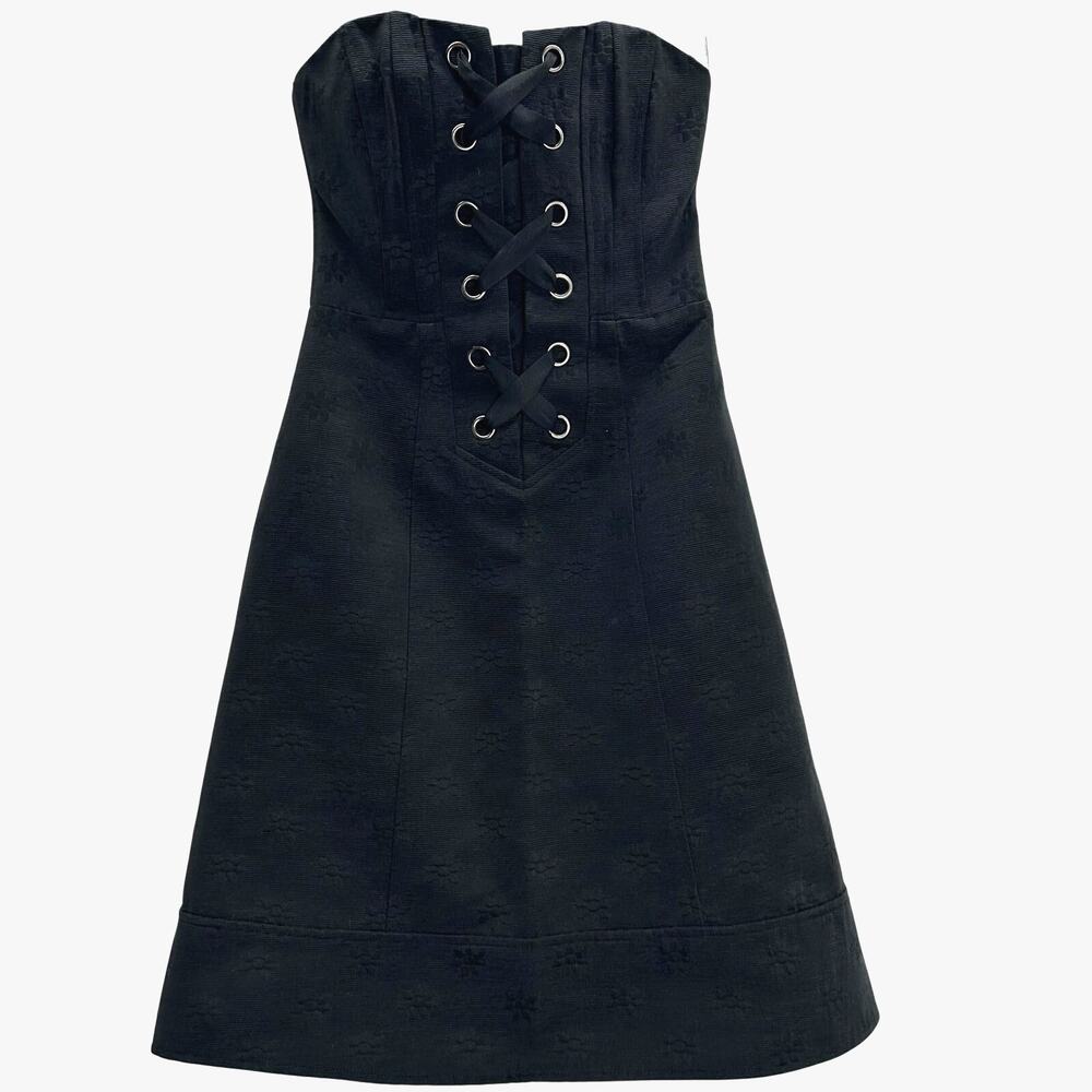 Nanette Lepore black lace up sleeveless mini dress 0 gothic grunge vixen party